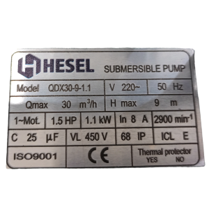 کف کش 9 متری هسل فلوتردار QDX30-9–1.1